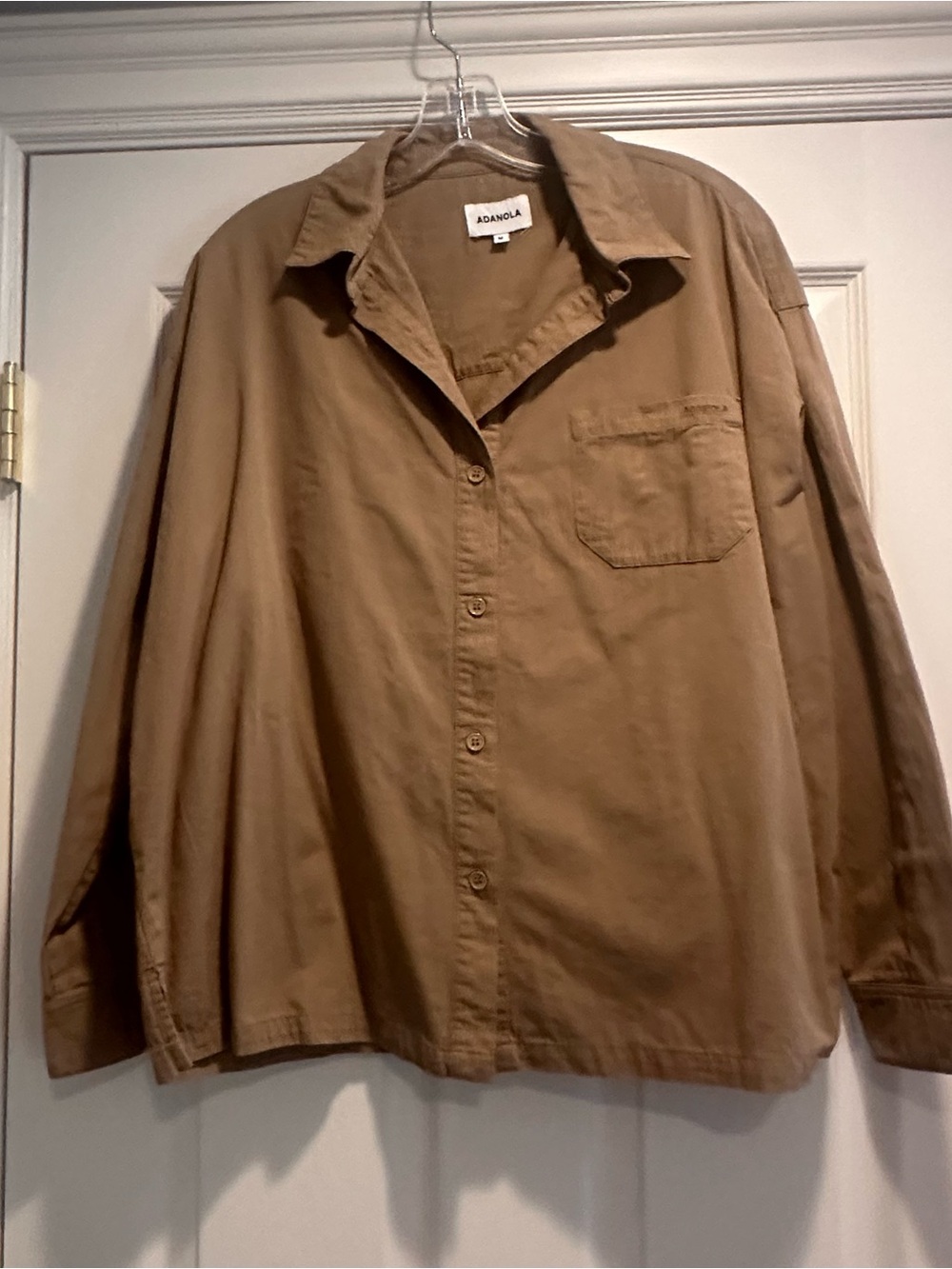 Adanola Oversized Cotton Shirt Green Utility Button Front Long Sleeve Casual MED - Picture 14 of 15